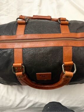 Men's Black & Brown Leather Weekender Duffel Bag WILL Leather Goods